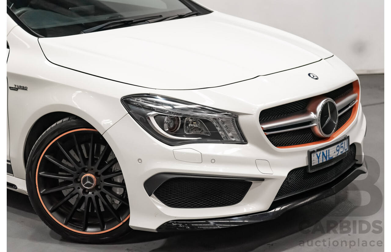 7/2015 Mercedes Benz CLA 45 AMG 4matic (AWD) Shooting Brake OrangeArt Edition 117 4d Wagon White Turbo 2.0L