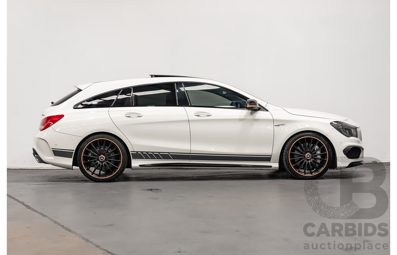 7/2015 Mercedes Benz CLA 45 AMG 4matic (AWD) Shooting Brake OrangeArt Edition 117 4d Wagon White Turbo 2.0L