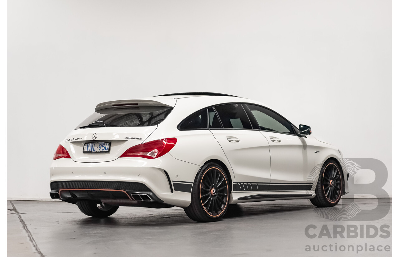 7/2015 Mercedes Benz CLA 45 AMG 4matic (AWD) Shooting Brake OrangeArt Edition 117 4d Wagon White Turbo 2.0L