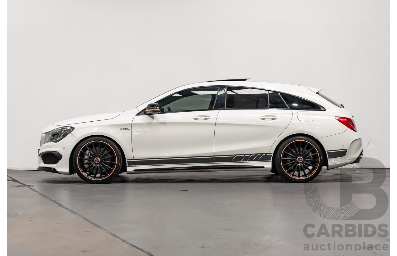 7/2015 Mercedes Benz CLA 45 AMG 4matic (AWD) Shooting Brake OrangeArt Edition 117 4d Wagon White Turbo 2.0L