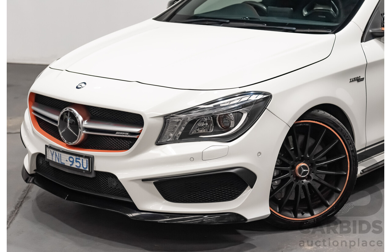 7/2015 Mercedes Benz CLA 45 AMG 4matic (AWD) Shooting Brake OrangeArt Edition 117 4d Wagon White Turbo 2.0L