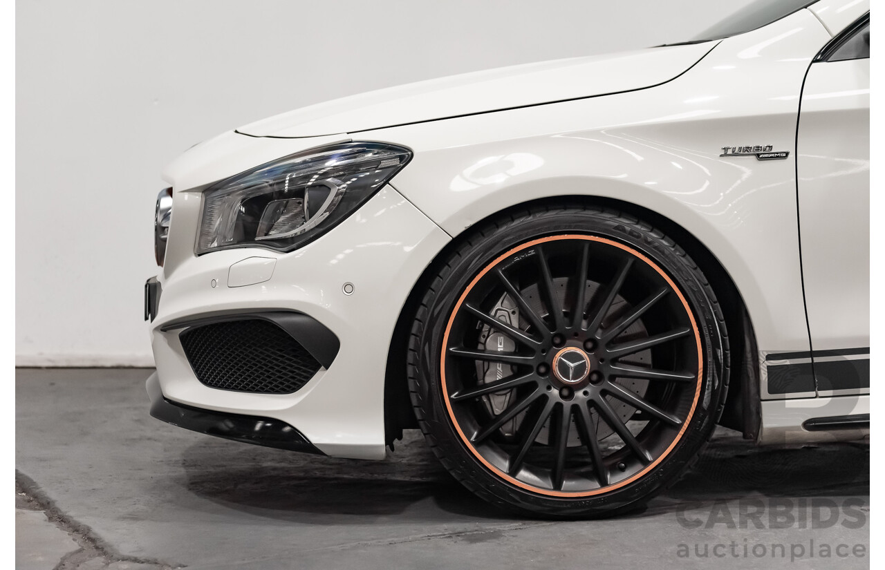 7/2015 Mercedes Benz CLA 45 AMG 4matic (AWD) Shooting Brake OrangeArt Edition 117 4d Wagon White Turbo 2.0L