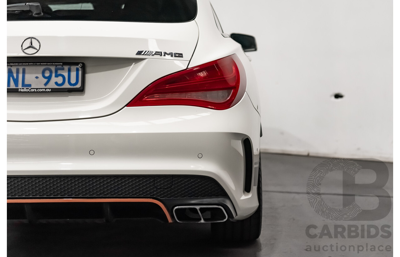 7/2015 Mercedes Benz CLA 45 AMG 4matic (AWD) Shooting Brake OrangeArt Edition 117 4d Wagon White Turbo 2.0L