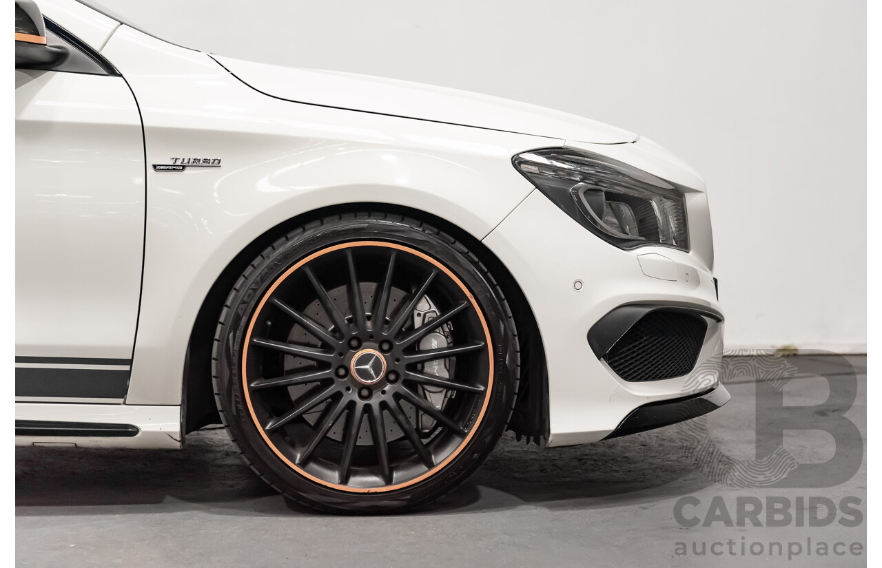 7/2015 Mercedes Benz CLA 45 AMG 4matic (AWD) Shooting Brake OrangeArt Edition 117 4d Wagon White Turbo 2.0L