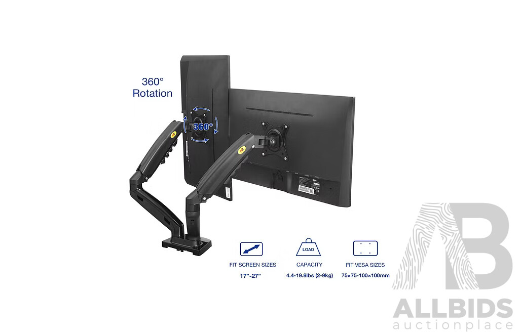 NORTH BAYOU  F160 17-27inch Dual Monitor Full Motion Desk Mount  - Lot of 4 