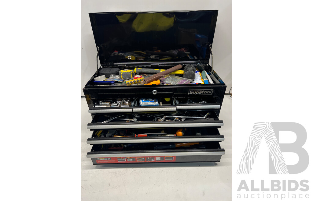 Assorted of Tools Hardware in Supatool Metal Tool Box