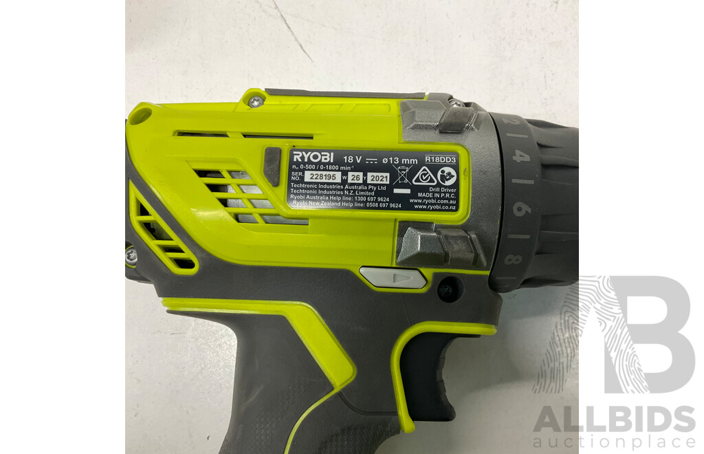 RYOBI 18V ONE+ Drill Driver (R18DD3) with Battery & 4V Screwdriver - Lot of 2 -Estimated Total ORP $339.00