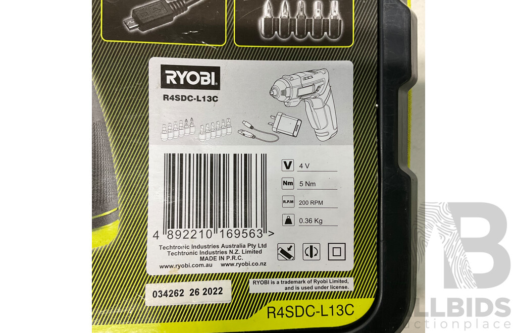 RYOBI 18V ONE+ Drill Driver (R18DD3) with Battery & 4V Screwdriver - Lot of 2  -Estimated Total ORP $339.00