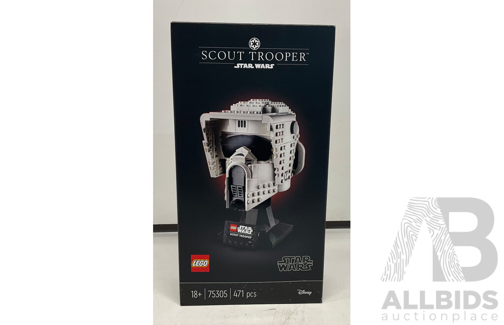 LEGO the Mandalorian Helmet (75328) & the Scout Trooper Helmet - Lot of 2  - Estimated Total ORP $199