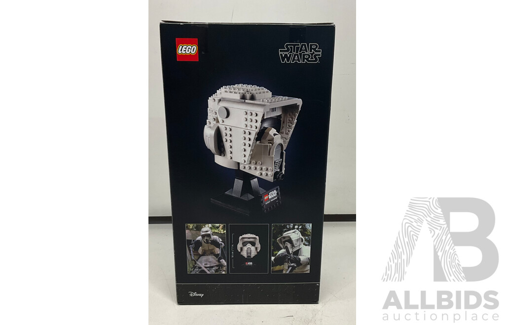 LEGO the Mandalorian Helmet (75328) & the Scout Trooper Helmet - Lot of 2  - Estimated Total ORP $199