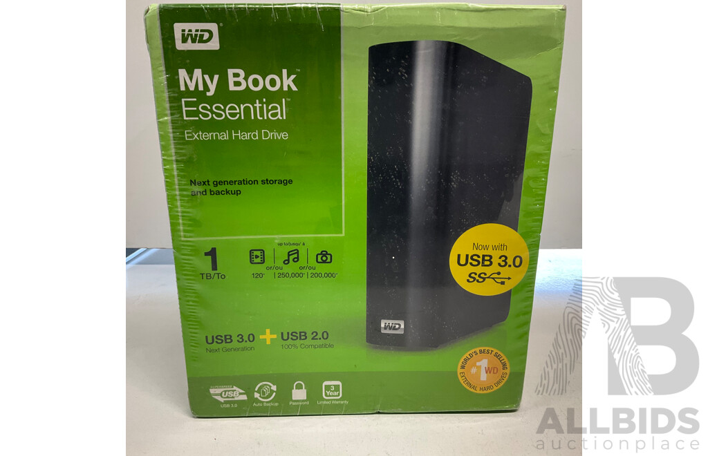 WD My Book Premium Storage 4TB & Essential External Hard Drive 1TB - Lot of 2 - Estimated Total ORP $500.00