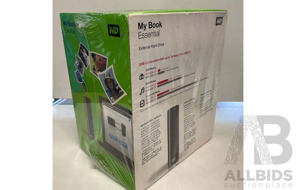 WD My Book Premium Storage 4TB & Essential External Hard Drive 1TB - Lot of 2 - Estimated Total ORP $500.00