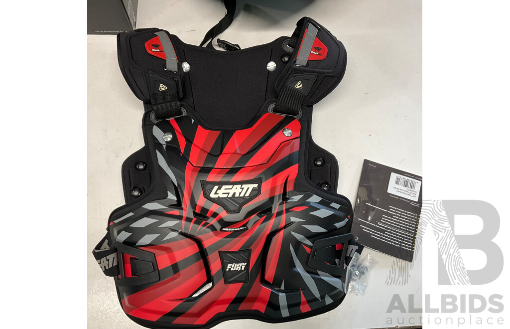 SIXSIXONE Comp Red Helmet (Size XL) & Dj Knee (Black/L) & LEATT Chest Protector System & OGIO No Drag Mach1 - Lot of 4