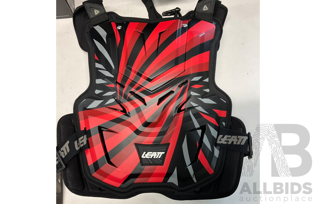 SIXSIXONE Comp Red Helmet (Size XL) & Dj Knee (Black/L) & LEATT Chest Protector System & OGIO No Drag Mach1 - Lot of 4