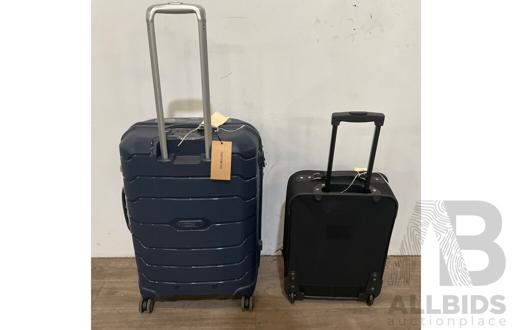 SAMSONITE OCT2LITE 60cm Suitcase & ANKO Black Carry on Suitcase - Total ORP $549.00