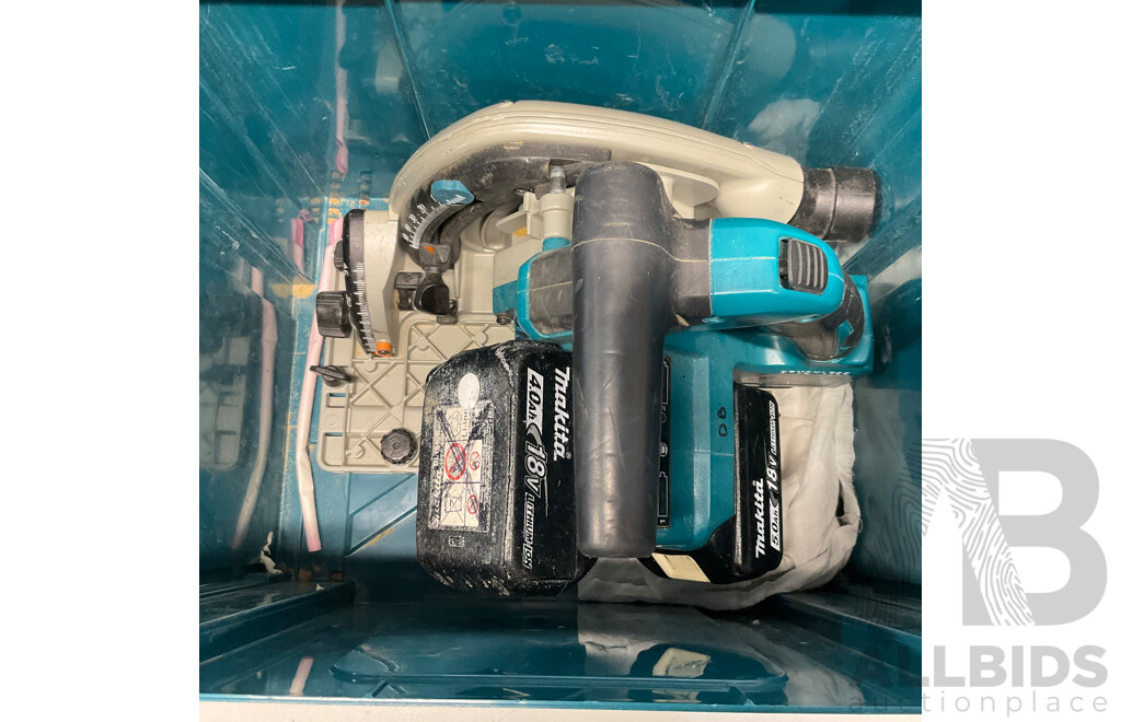 MAKITA DSP600 Mobile 165mm Plunge Cut Saw with 2 Batteries