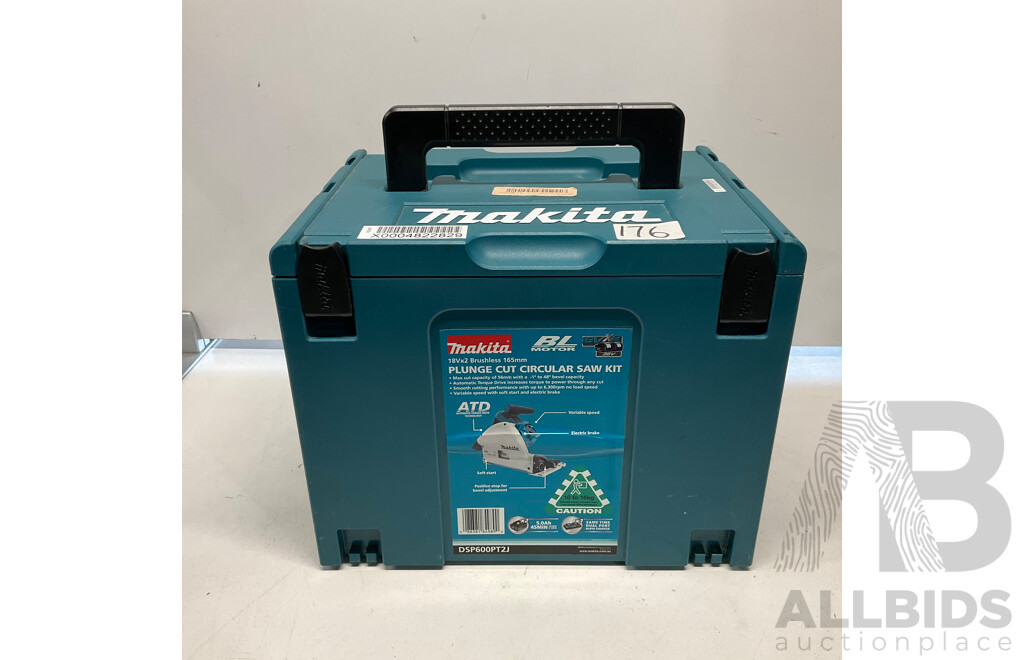 MAKITA DSP600 Mobile 165mm Plunge Cut Saw with 2 Batteries