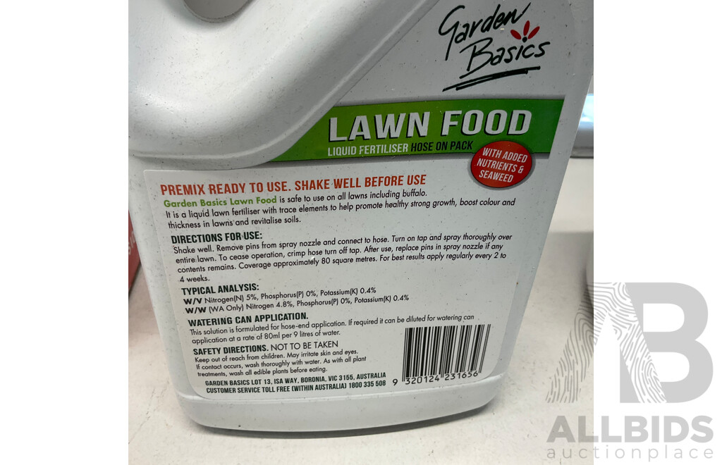 SILVAN Rechargeable Backpack Sprayer 16 L & GARDEN BASICS Lawn Food X2 - Lot of 3 - ORP $220.00