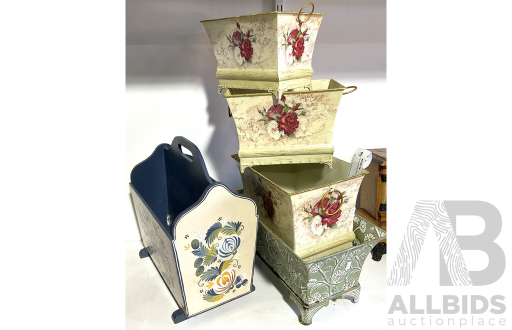 Five Floral Storage Boxes