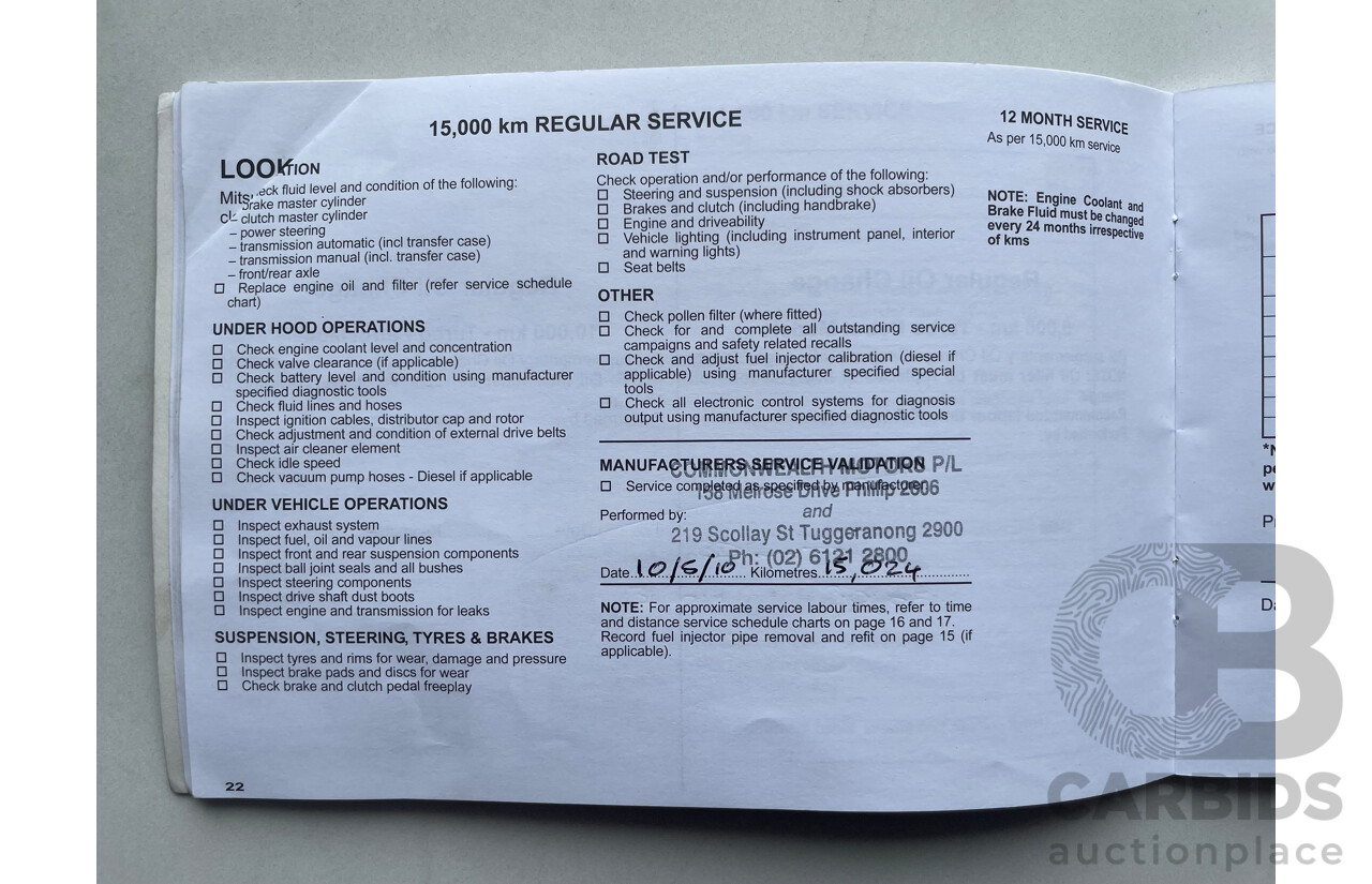 06/09 Mitsubishi Lancer SPORTBACK FWD CJ MY09 5D Hatchback White 2.0L