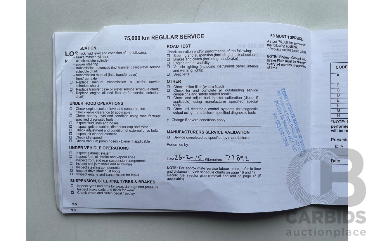 06/09 Mitsubishi Lancer SPORTBACK FWD CJ MY09 5D Hatchback White 2.0L