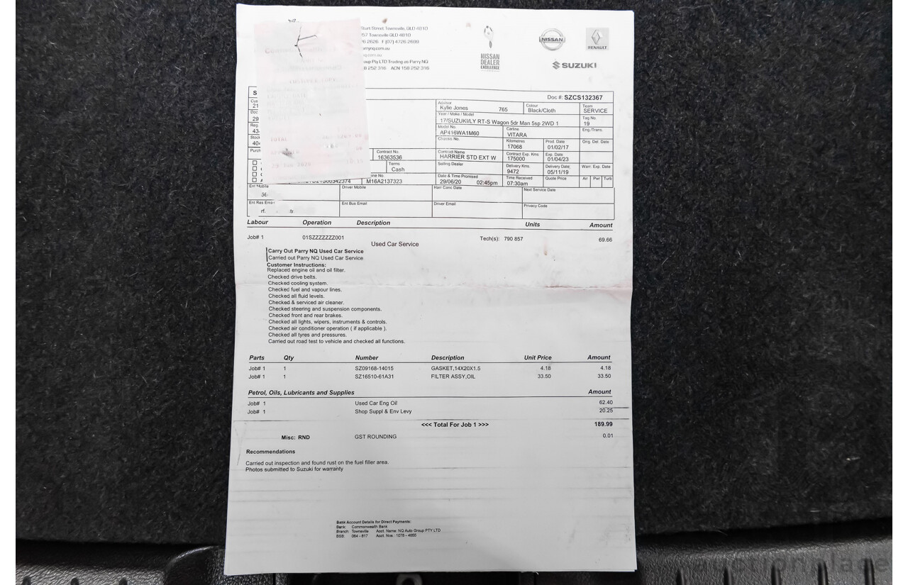 4/2017 Suzuki Vitara RT-S LY 4d Wagon Black 1.6L