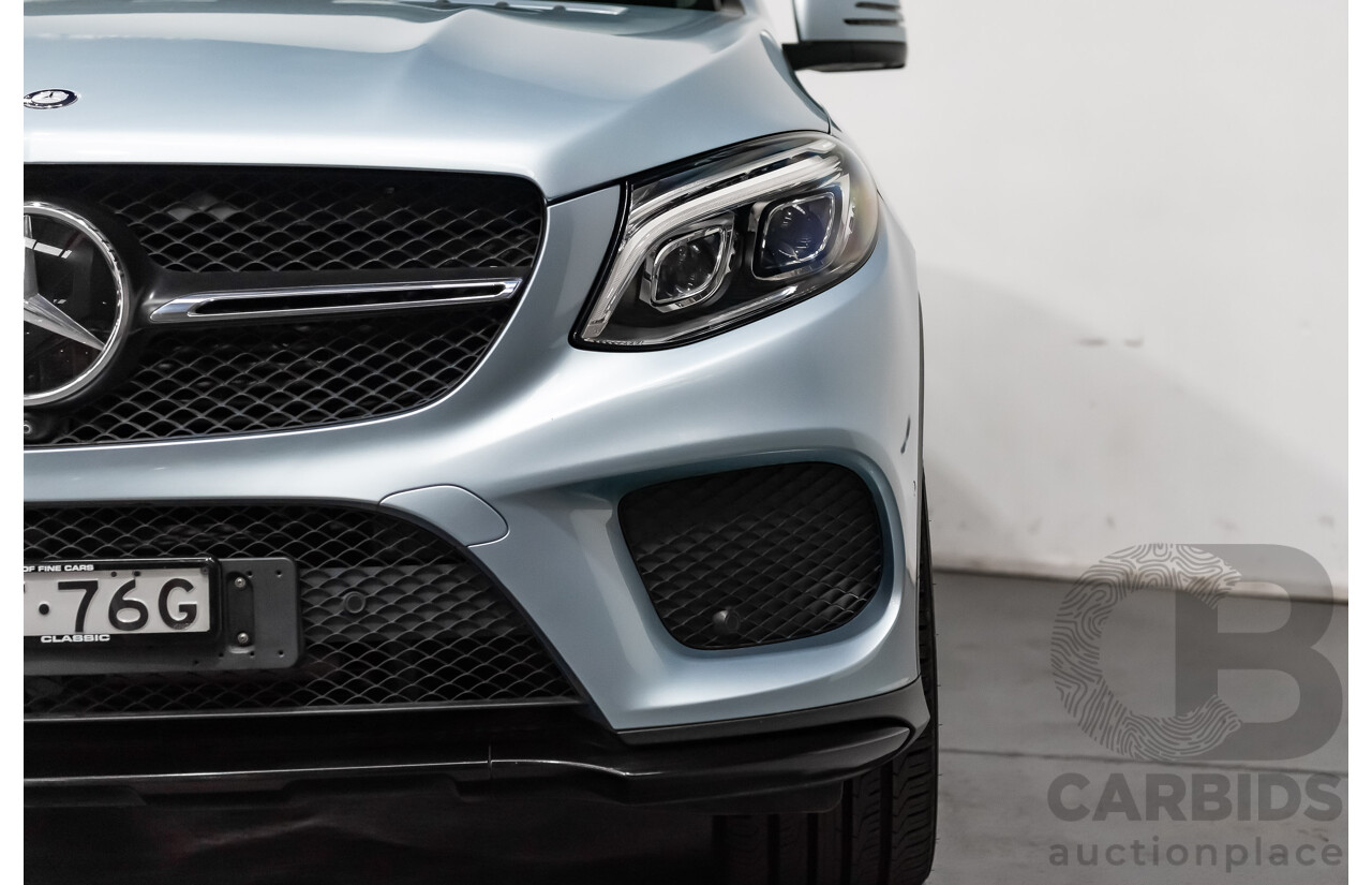 10/2016 Mercedes Benz GLE 350d 4matic (AWD) 292 4d Coupe Diamond Silver Metallic Turbo Diesel V6 3.0L