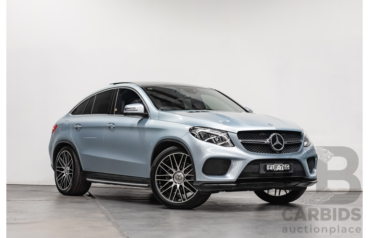 10/2016 Mercedes Benz GLE 350d 4matic (AWD) 292 4d Coupe Diamond Silver Metallic Turbo Diesel V6 3.0L