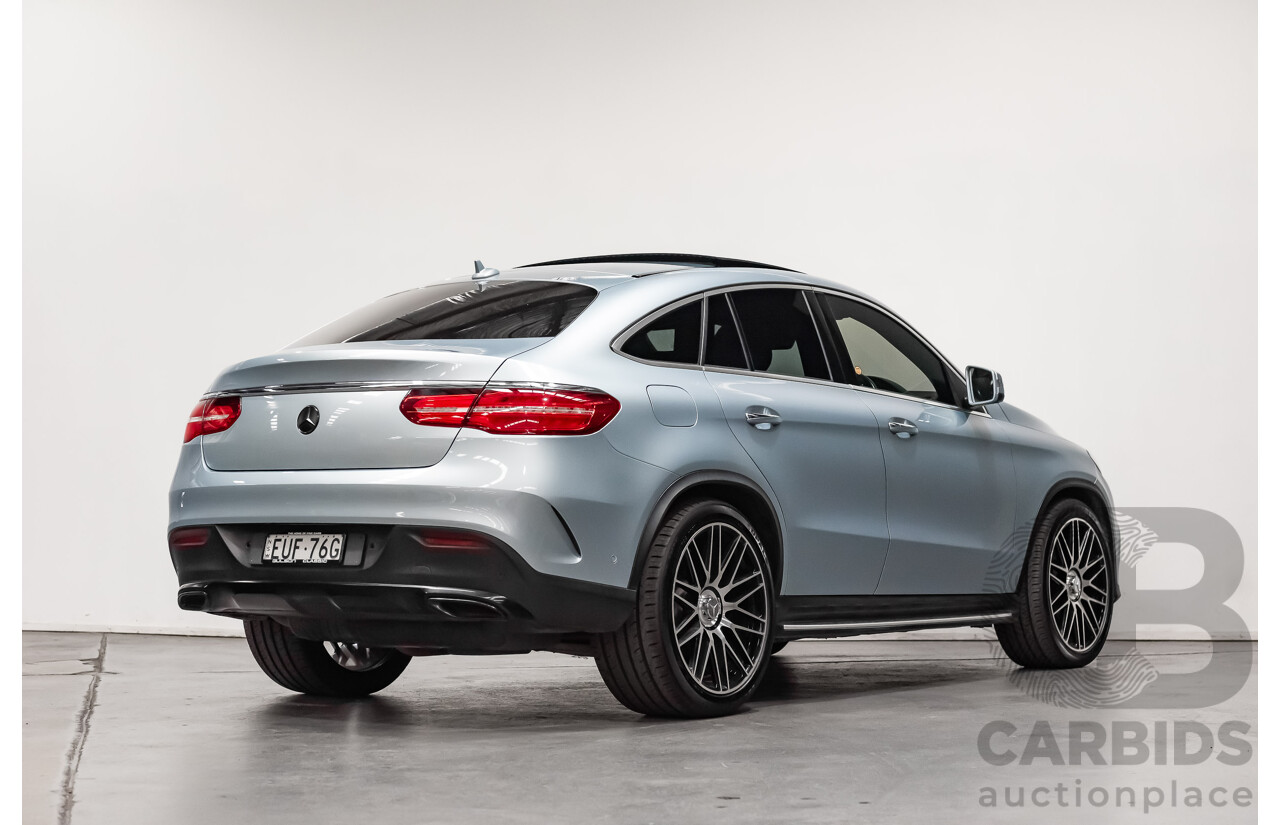 10/2016 Mercedes Benz GLE 350d 4matic (AWD) 292 4d Coupe Diamond Silver Metallic Turbo Diesel V6 3.0L