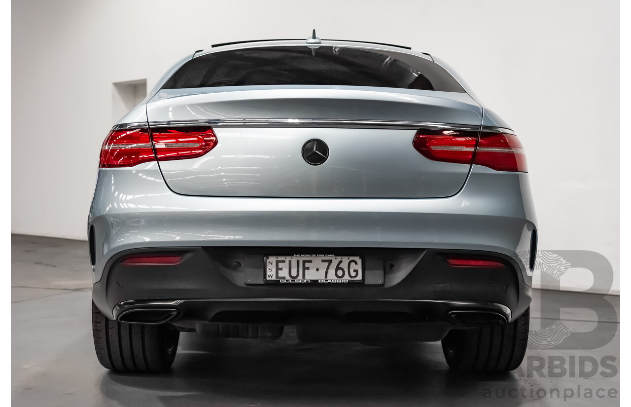 10/2016 Mercedes Benz GLE 350d 4matic (AWD) 292 4d Coupe Diamond Silver Metallic Turbo Diesel V6 3.0L