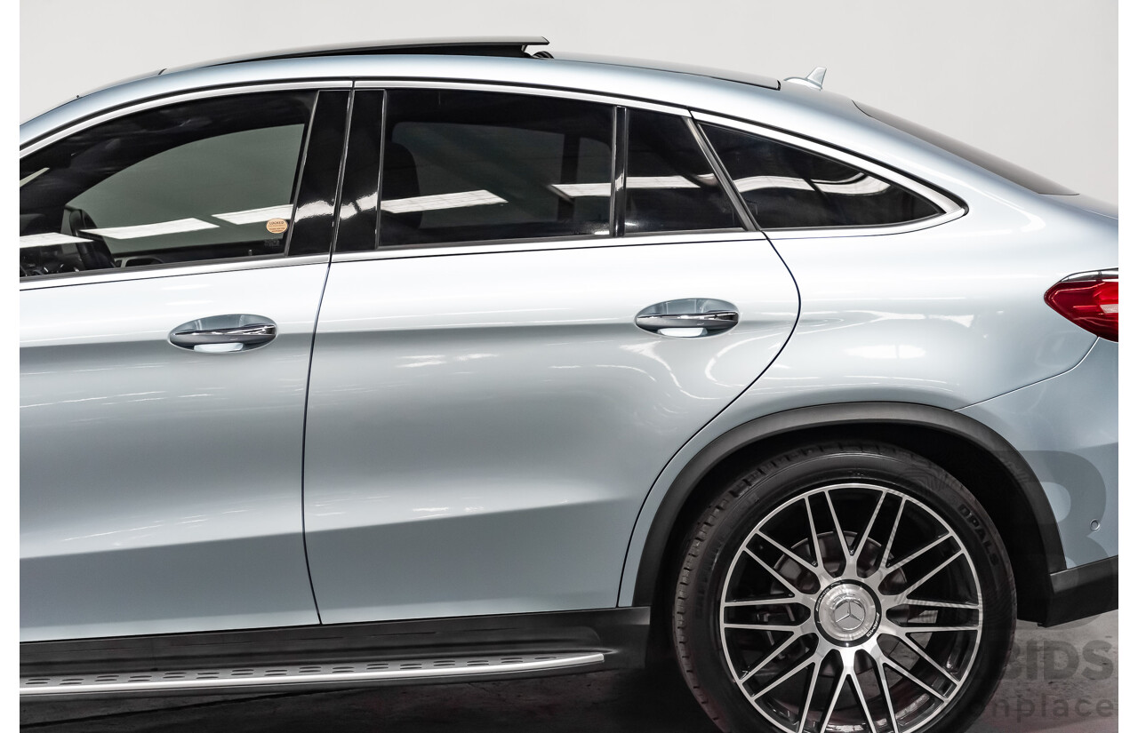 10/2016 Mercedes Benz GLE 350d 4matic (AWD) 292 4d Coupe Diamond Silver Metallic Turbo Diesel V6 3.0L