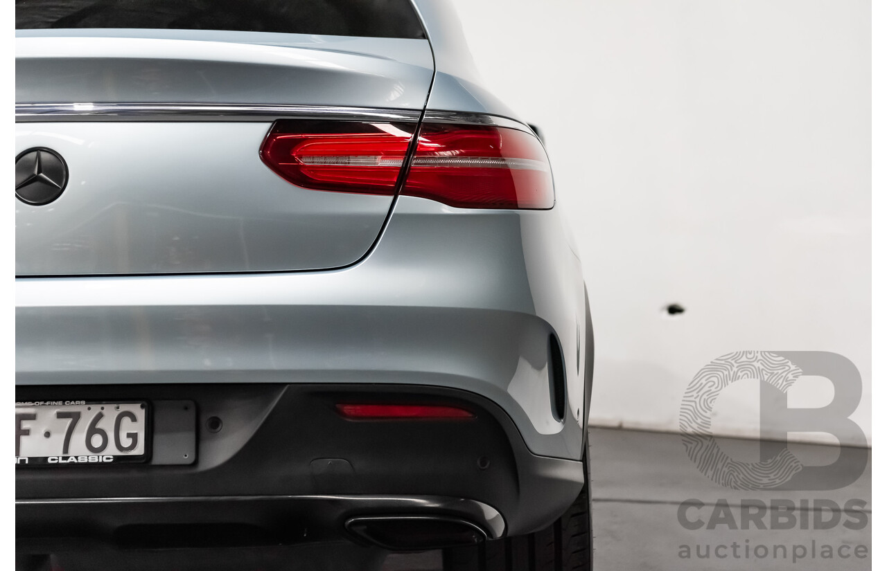 10/2016 Mercedes Benz GLE 350d 4matic (AWD) 292 4d Coupe Diamond Silver Metallic Turbo Diesel V6 3.0L