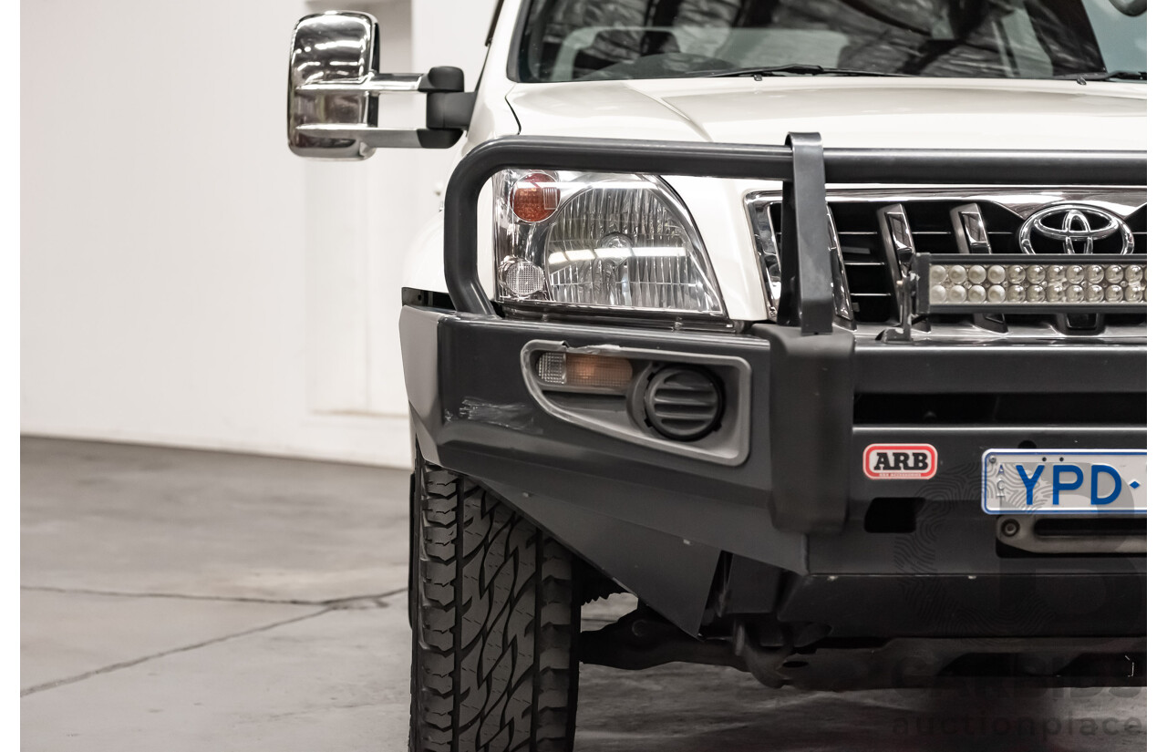 1/2008 Toyota Landcruiser Prado VX (4x4) KDJ120R 07 UPGRADE 4d Wagon White Turbo Diesel 3.0L - 8 Seater