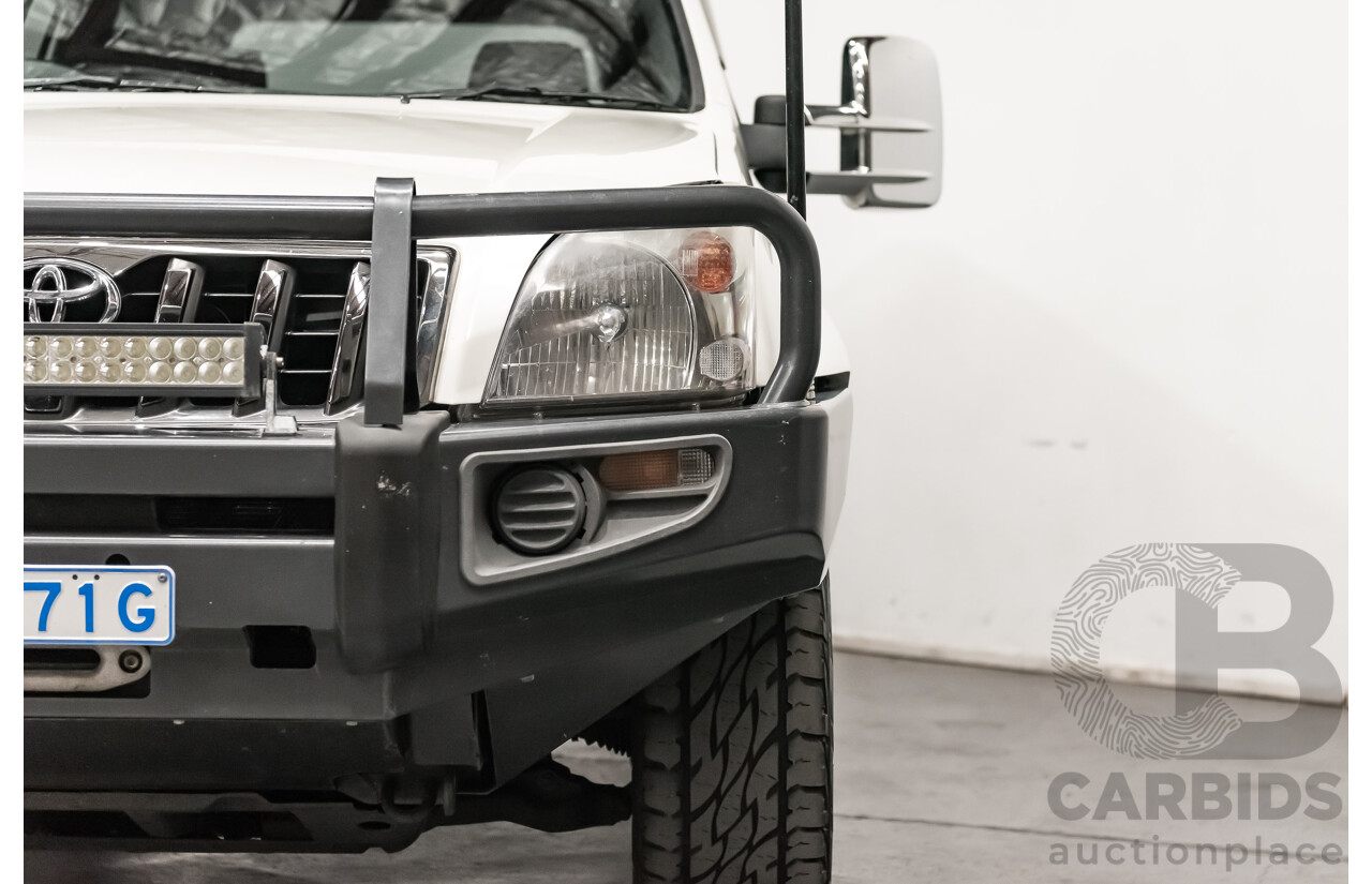 1/2008 Toyota Landcruiser Prado VX (4x4) KDJ120R 07 UPGRADE 4d Wagon White Turbo Diesel 3.0L - 8 Seater
