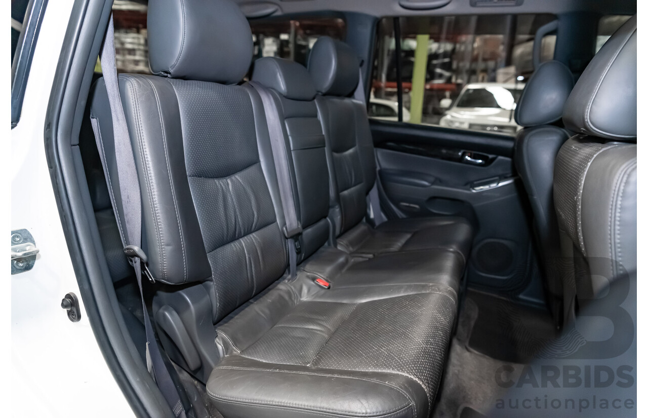 1/2008 Toyota Landcruiser Prado VX (4x4) KDJ120R 07 UPGRADE 4d Wagon White Turbo Diesel 3.0L - 8 Seater