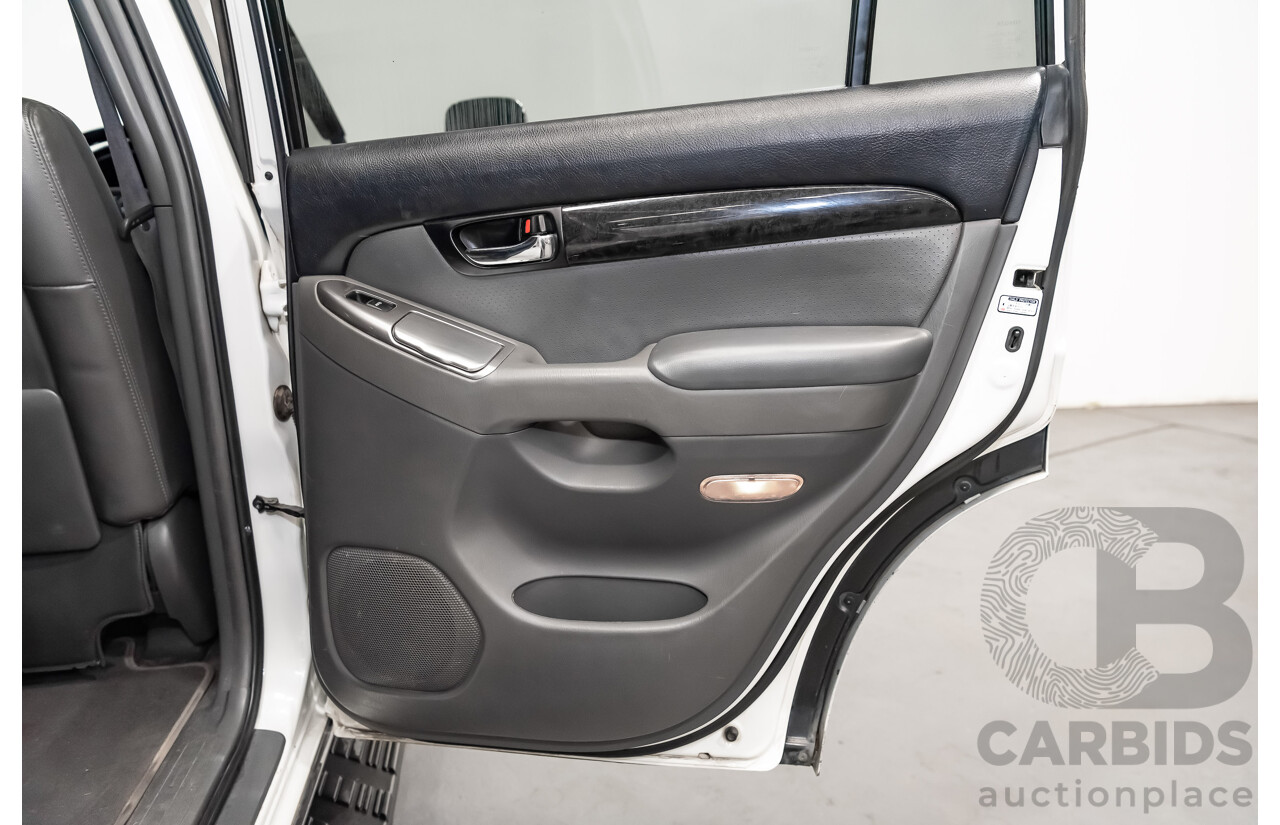 1/2008 Toyota Landcruiser Prado VX (4x4) KDJ120R 07 UPGRADE 4d Wagon White Turbo Diesel 3.0L - 8 Seater