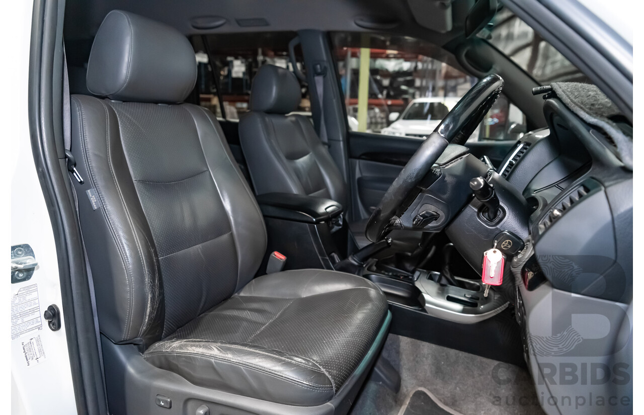 1/2008 Toyota Landcruiser Prado VX (4x4) KDJ120R 07 UPGRADE 4d Wagon White Turbo Diesel 3.0L - 8 Seater