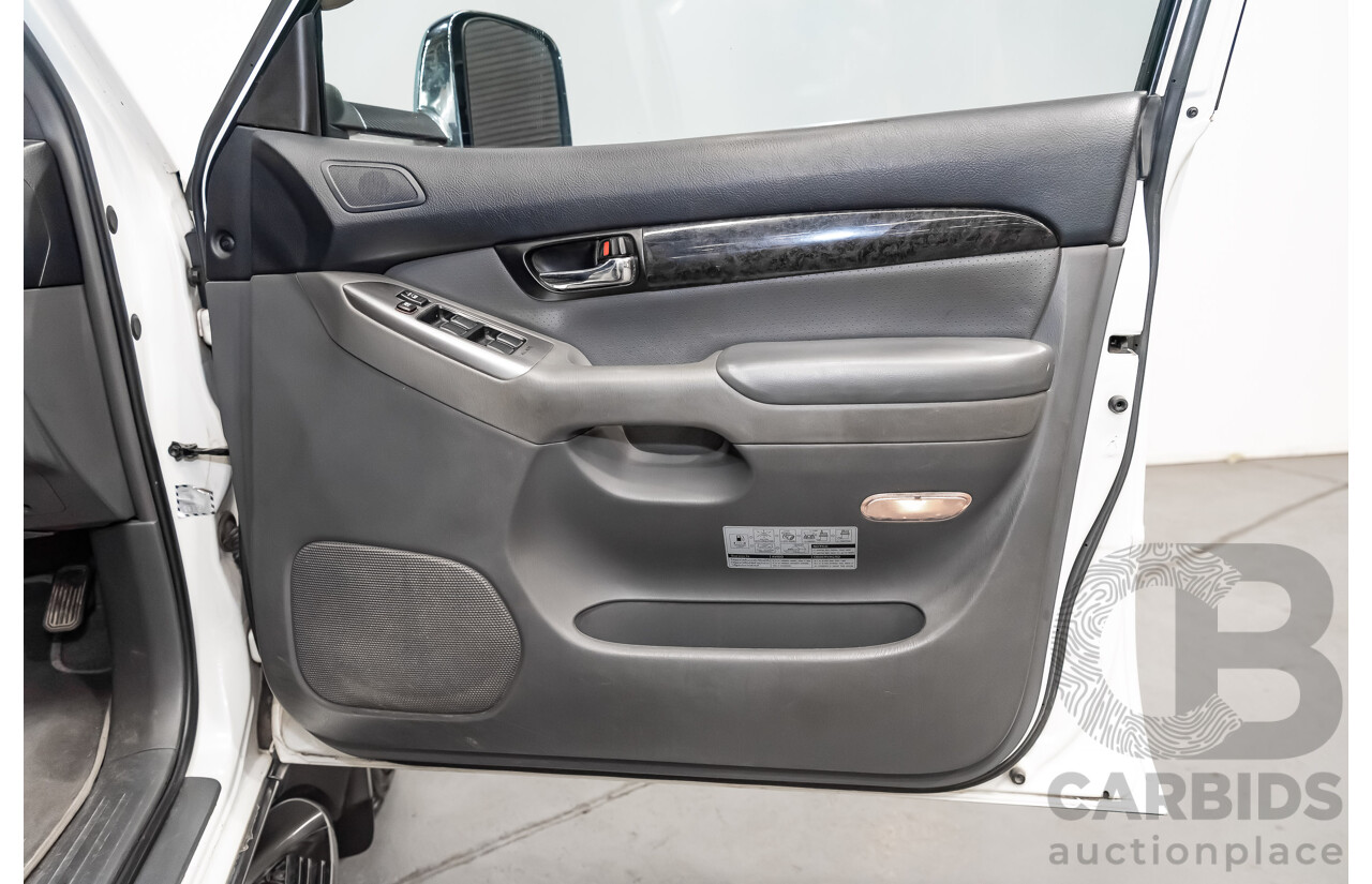 1/2008 Toyota Landcruiser Prado VX (4x4) KDJ120R 07 UPGRADE 4d Wagon White Turbo Diesel 3.0L - 8 Seater