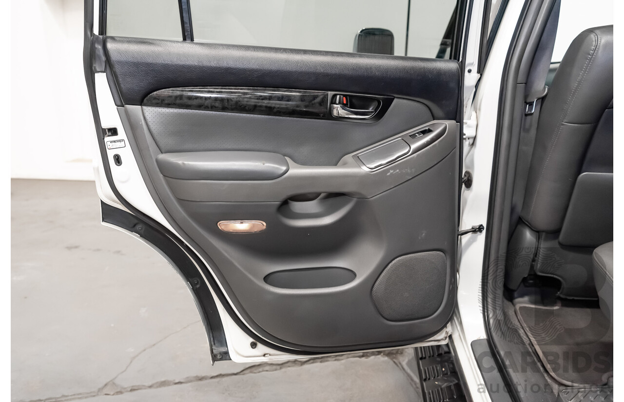 1/2008 Toyota Landcruiser Prado VX (4x4) KDJ120R 07 UPGRADE 4d Wagon White Turbo Diesel 3.0L - 8 Seater