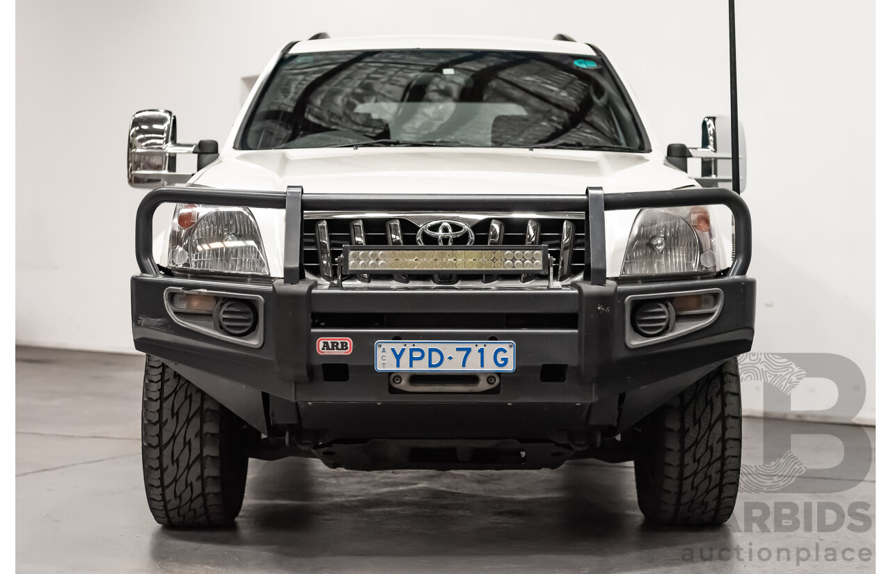 1/2008 Toyota Landcruiser Prado VX (4x4) KDJ120R 07 UPGRADE 4d Wagon White Turbo Diesel 3.0L - 8 Seater