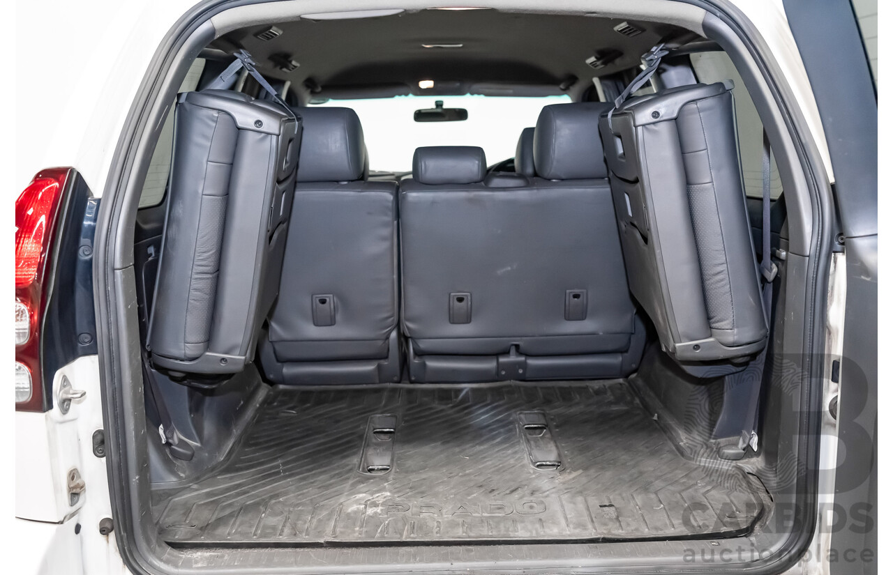 1/2008 Toyota Landcruiser Prado VX (4x4) KDJ120R 07 UPGRADE 4d Wagon White Turbo Diesel 3.0L - 8 Seater