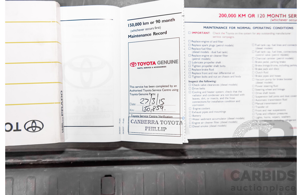 1/2008 Toyota Landcruiser Prado VX (4x4) KDJ120R 07 UPGRADE 4d Wagon White Turbo Diesel 3.0L - 8 Seater