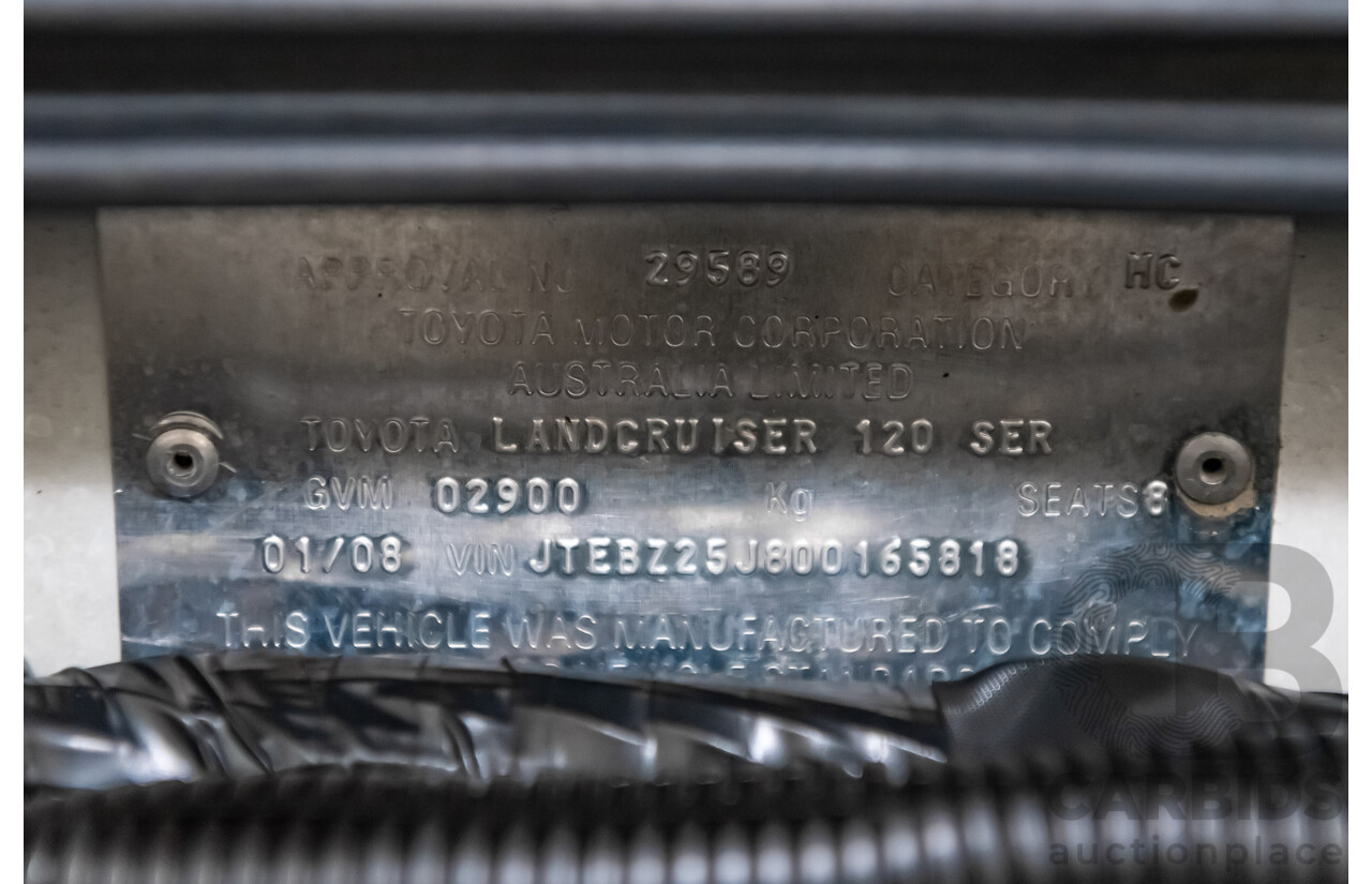 1/2008 Toyota Landcruiser Prado VX (4x4) KDJ120R 07 UPGRADE 4d Wagon White Turbo Diesel 3.0L - 8 Seater