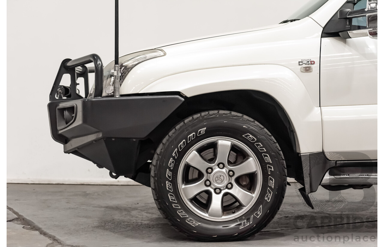1/2008 Toyota Landcruiser Prado VX (4x4) KDJ120R 07 UPGRADE 4d Wagon White Turbo Diesel 3.0L - 8 Seater