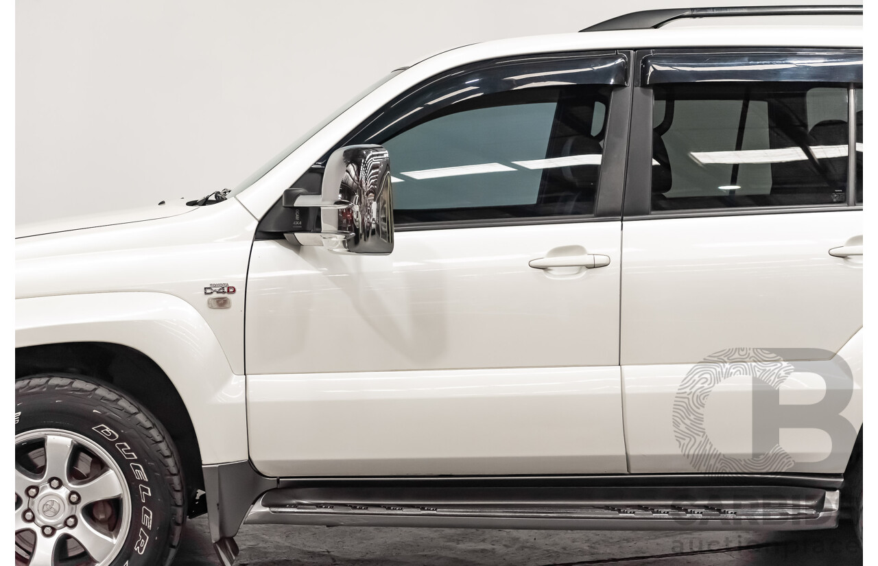 1/2008 Toyota Landcruiser Prado VX (4x4) KDJ120R 07 UPGRADE 4d Wagon White Turbo Diesel 3.0L - 8 Seater