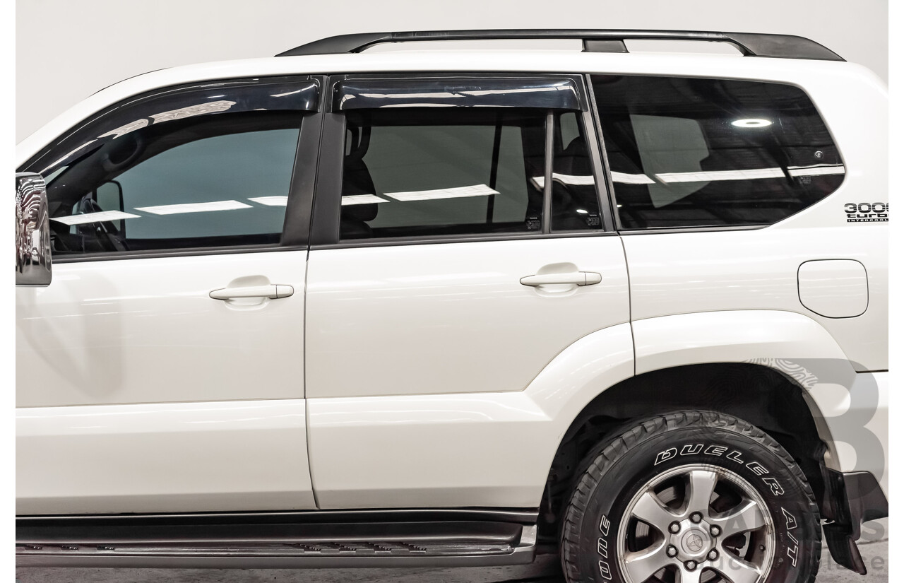 1/2008 Toyota Landcruiser Prado VX (4x4) KDJ120R 07 UPGRADE 4d Wagon White Turbo Diesel 3.0L - 8 Seater