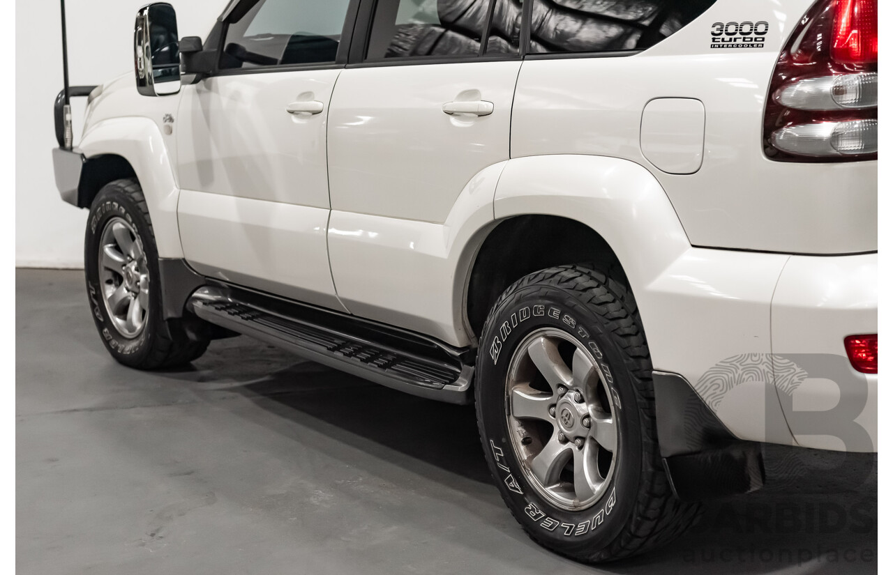 1/2008 Toyota Landcruiser Prado VX (4x4) KDJ120R 07 UPGRADE 4d Wagon White Turbo Diesel 3.0L - 8 Seater