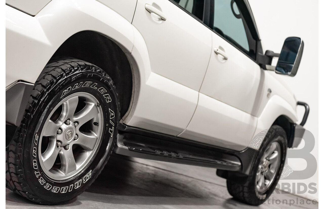 1/2008 Toyota Landcruiser Prado VX (4x4) KDJ120R 07 UPGRADE 4d Wagon White Turbo Diesel 3.0L - 8 Seater