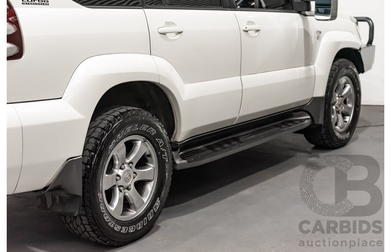 1/2008 Toyota Landcruiser Prado VX (4x4) KDJ120R 07 UPGRADE 4d Wagon White Turbo Diesel 3.0L - 8 Seater