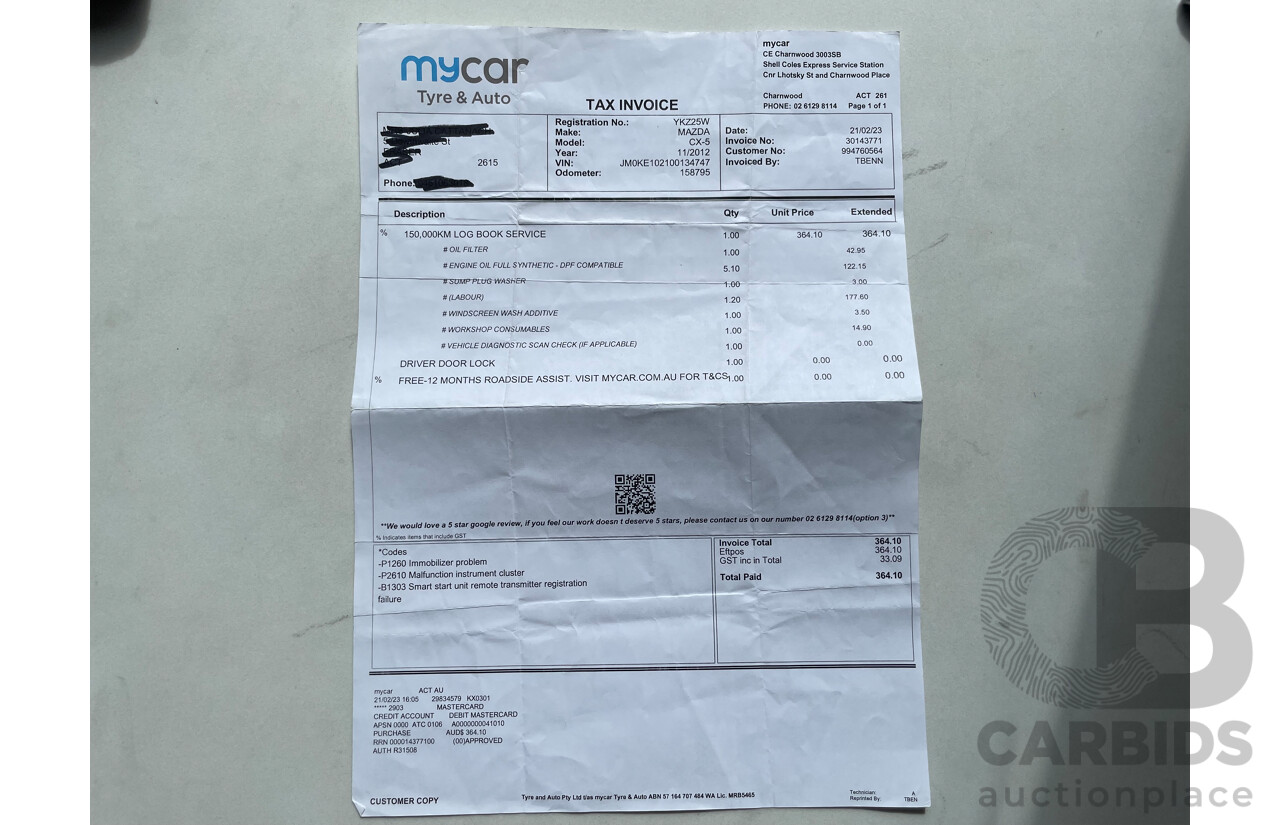 12/12 Mazda Cx-5 GRAND TOURER (4x4) AWD  4D Wagon Blue 2.2L